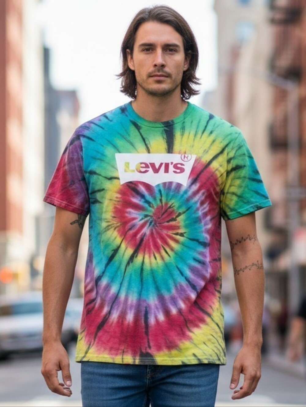 Levi's Tye Dye Multicolored Short Sleeve Shirt LARGE